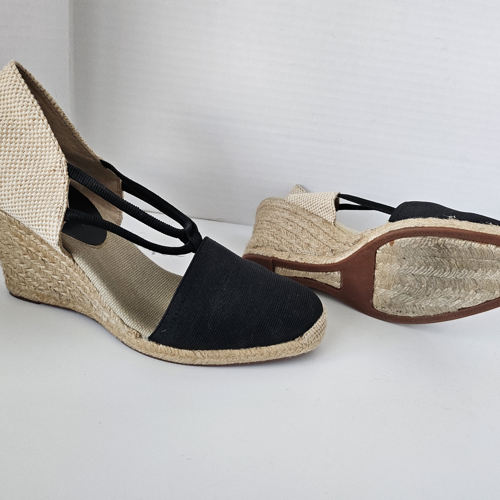 Adrienne Vittadini Black and Beige Espadrille Sandals size 9.5 - Picture 5 of 8